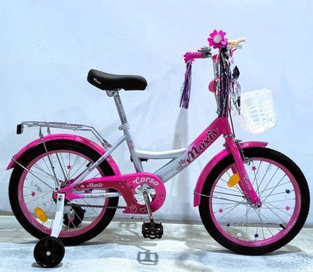 Велосипед 18" Corso MAXIS MX-73269 рама сталь, ножные тормоза, багажник, дополнительные колеса серо-розовый