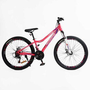 Велосипед Corso &laquo;INTENSE&raquo; 26" NT-26906, рама сталь 13", дискові гальма, обладнання SAIGUAN 21 шв. рожевий