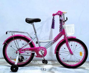 Велосипед 20" Corso MAXIS MX-32693 рама сталь, ножні гальма, багажник, додаткові колеса сіро-рожевий