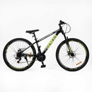 Велосипед Corso 27.5" "Genesis" GS-27644 рама стальная 15", 21 скорость SunRun, черный с желтым