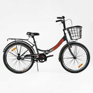 Велосипед складной 24" Corso Advance AD-24715 (2025), черный с оранжевым