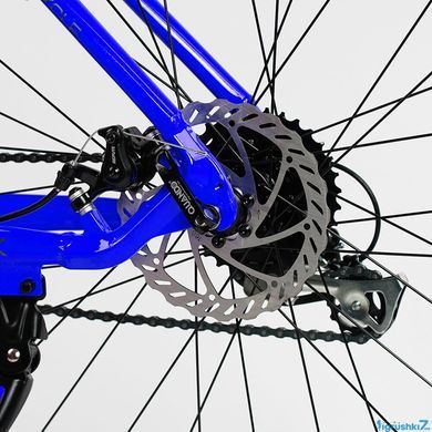 Велосипед Corso Antares 29", алюміній, рама 19", обладнання Shimano Altus, вилка Suntour, 24 швидкості, чорний з синім (AR-29103)