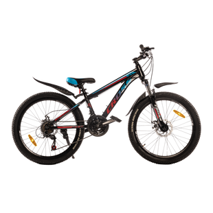 Велосипед Cross FAST 24", підлітковий, рама - 12", чорний-синій-червоний.