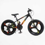 Велоcипед 20" Corso Evolution EV-20617, рама алюминий 11", дисковые тормоза, Shimano 21 ск, литые диски черный с оранжевым.