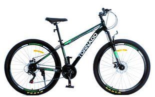 Велосипед Corso 27.5'' &laquo;TORNADO&raquo; TR-27373 рама стальная 13", 21 скорость Shimano, черный с зеленым