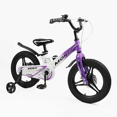 Велосипед 16" Corso &laquo;Monti&raquo; MT-16739 магнієва рама, дискові гальма, литі диски, біло-фіолетовий