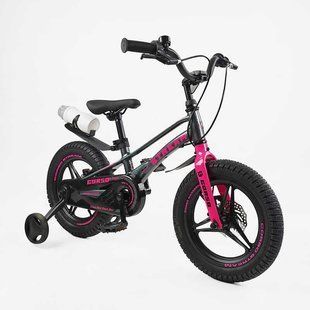 Велосипед 14" Corso Stream, магний, литые диски, дисковые тормоза SM-14154 черный