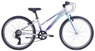 Велосипед 24" Apollo NEO 7s girls Brushed Alloy / Ice Blue / Purple Fade