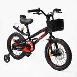 Велосипед 16" CORSO TAYGER TG-15044, рама алюминий, дисковые тормоза, корзинка, бутылочка черный