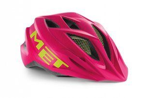 Шлем подростковый MET CrackerJack (52-57 cm) с мигалкой Pink Texture Green matt