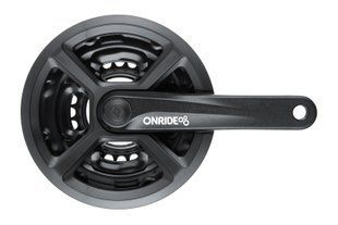 Комплект шатунов ONRIDE Trio 820P, квадрат, 175 мм, 42-34-24T, 8-6 скоростей, черные (конверт)
