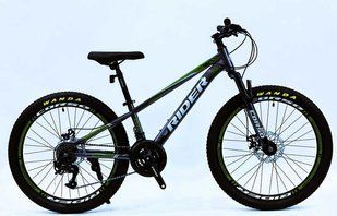 Велосипед Corso 24" &laquo;RIDER&raquo; RD-24605 рама сталева 11", обладнання LTWOO A2 21 швидкість, графіт з зеленим