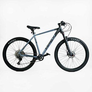 Велосипед Corso "APEX" PX-29157 рама алюміній , обладнання Shimano Deore 12 ск, вилка Santour сіро-синій