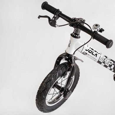 Беговел 12" Corso Skip Jack 11057 (2025) с амортизатором + звонок + крылья, бело-черный