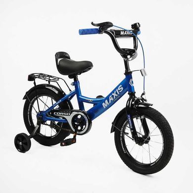 Велосипед 14" Corso MAXIS MX-43033 рама сталь, ножні гальма, багажник, додаткові колеса блакитний