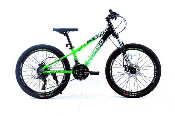 Велосипед Corso &laquo;SKYLINE&raquo; 24" SN-24474 рама алюмінієва 11", дискові гальма , 21 швидкість Shimano, зелено-чорний